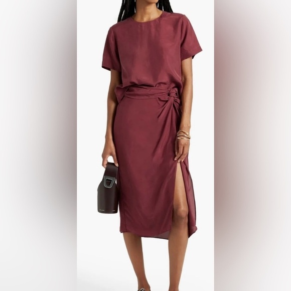 rag & bone Dresses & Skirts - RAG & BONE Amber twist-front silk crepe de chine midi skirt